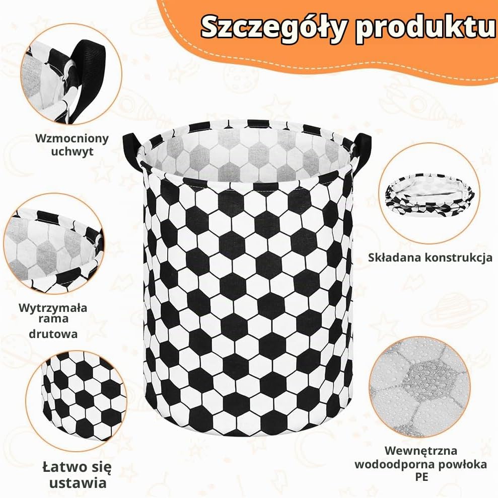 Detalle de AUAUY 5755140 – składany kosz na pranie 40 × 50 cm, piłka nożna