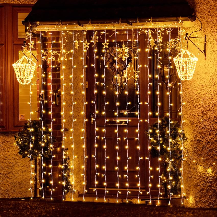 Detalle de SALCAR Cortina de luces LED 6×3 m, 600 LEDs