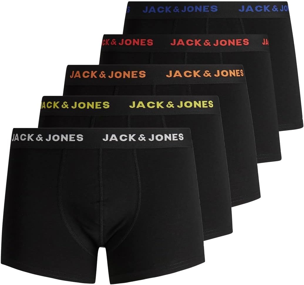 Detalle de Jack & Jones Jacblack Friday Trunks 5 Pack Ltn Bóxer para Hombre – Negro, Talla M