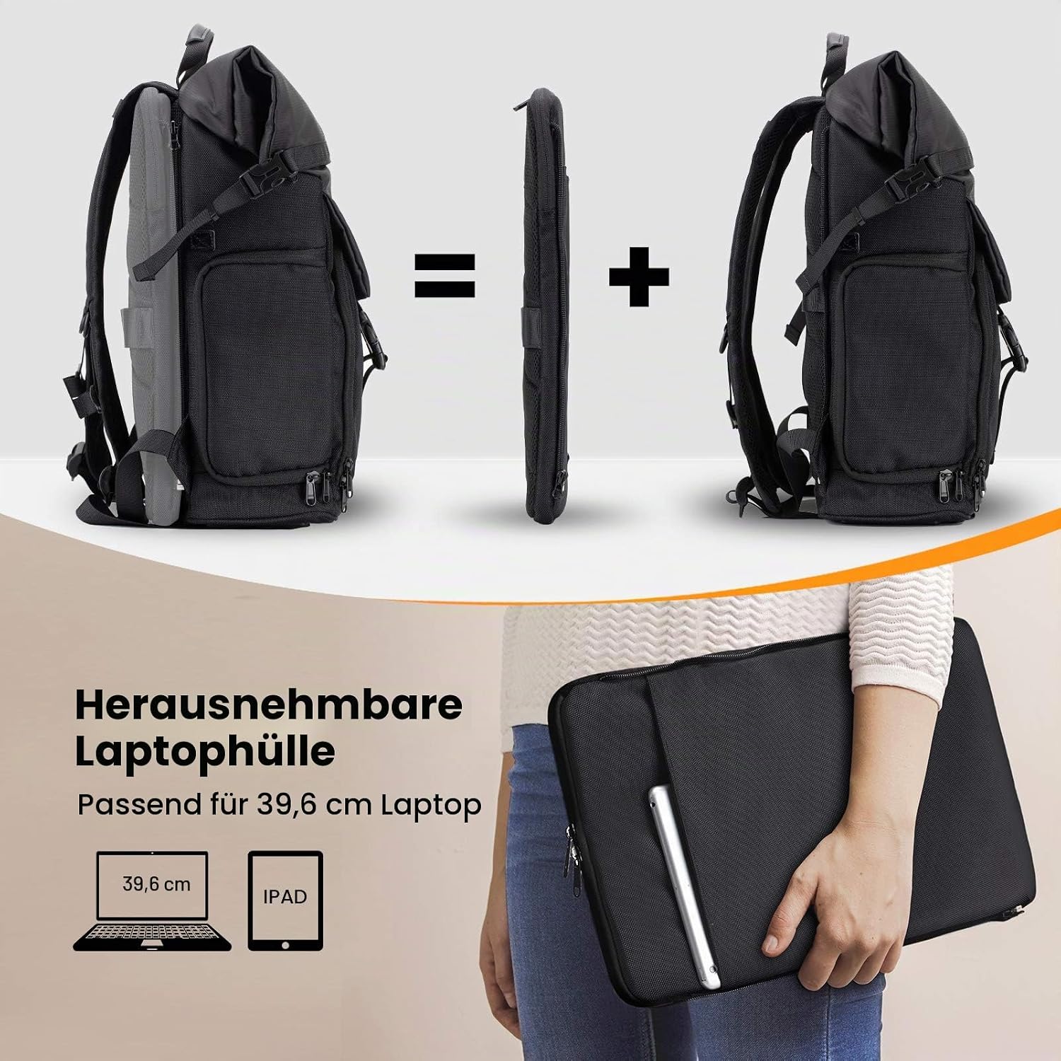 Thumbnail 1 de TARION SP-01 Kamerarucksack wasserdicht mit abnehmbarem 15,6-Zoll-Laptopfach und Regenschutzhülle