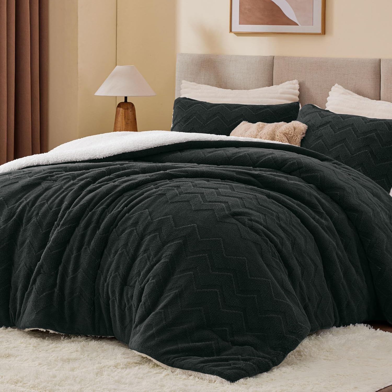 Thumbnail 2 de BEDELITE Fluffy King Comforter Set with Sherpa 3-Piece