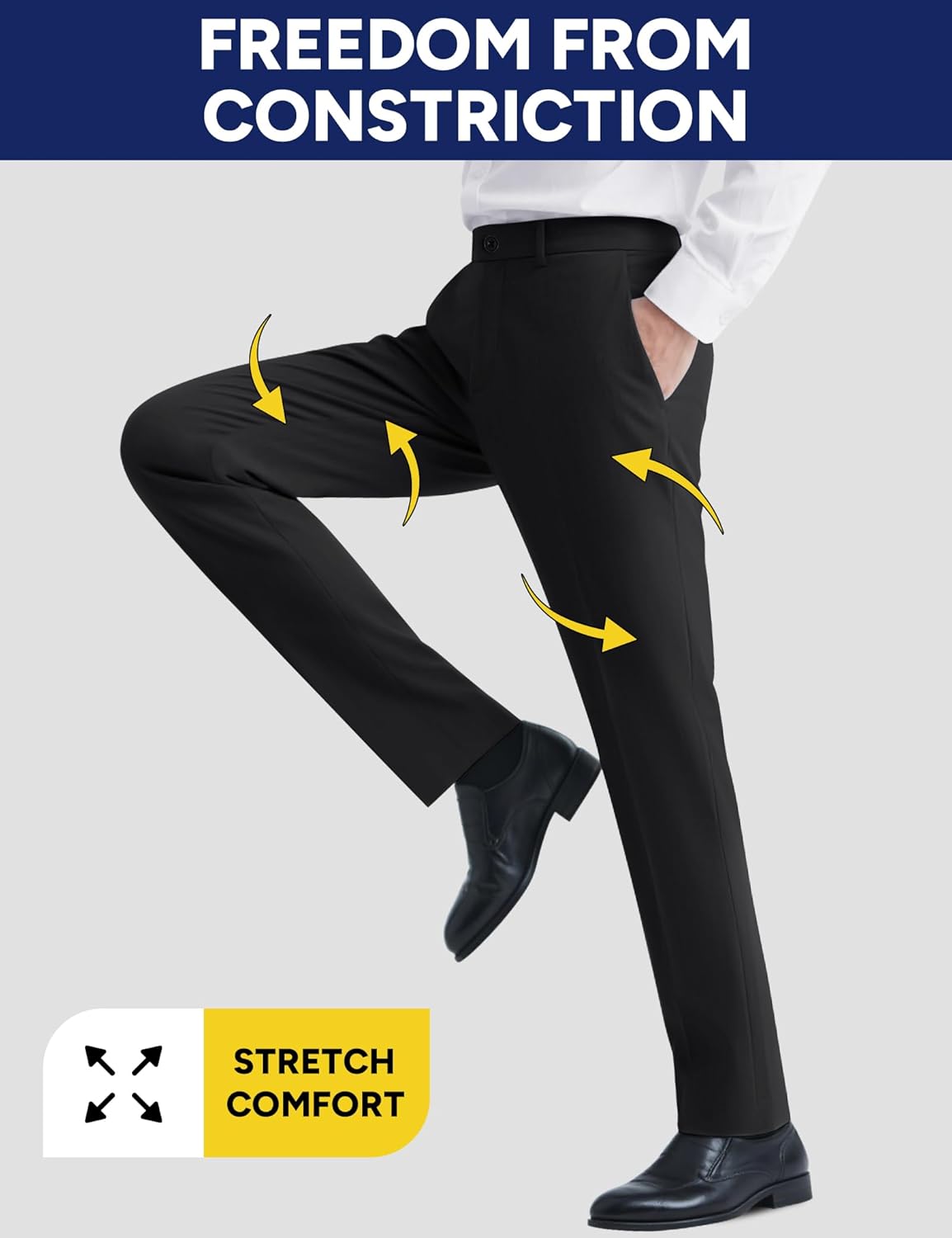 Thumbnail 1 de Pacific Perfect Men's Stretch Dress Pants with Expandable Waist: 3 Fits (Slim, Classic Straight, Big & Tall)
