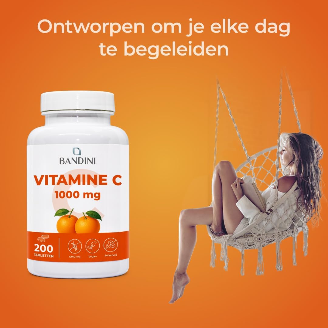 Detalle de Bandini Vitamine C 1000 mg, 200 tabletten – vegan L-ascorbinezuur