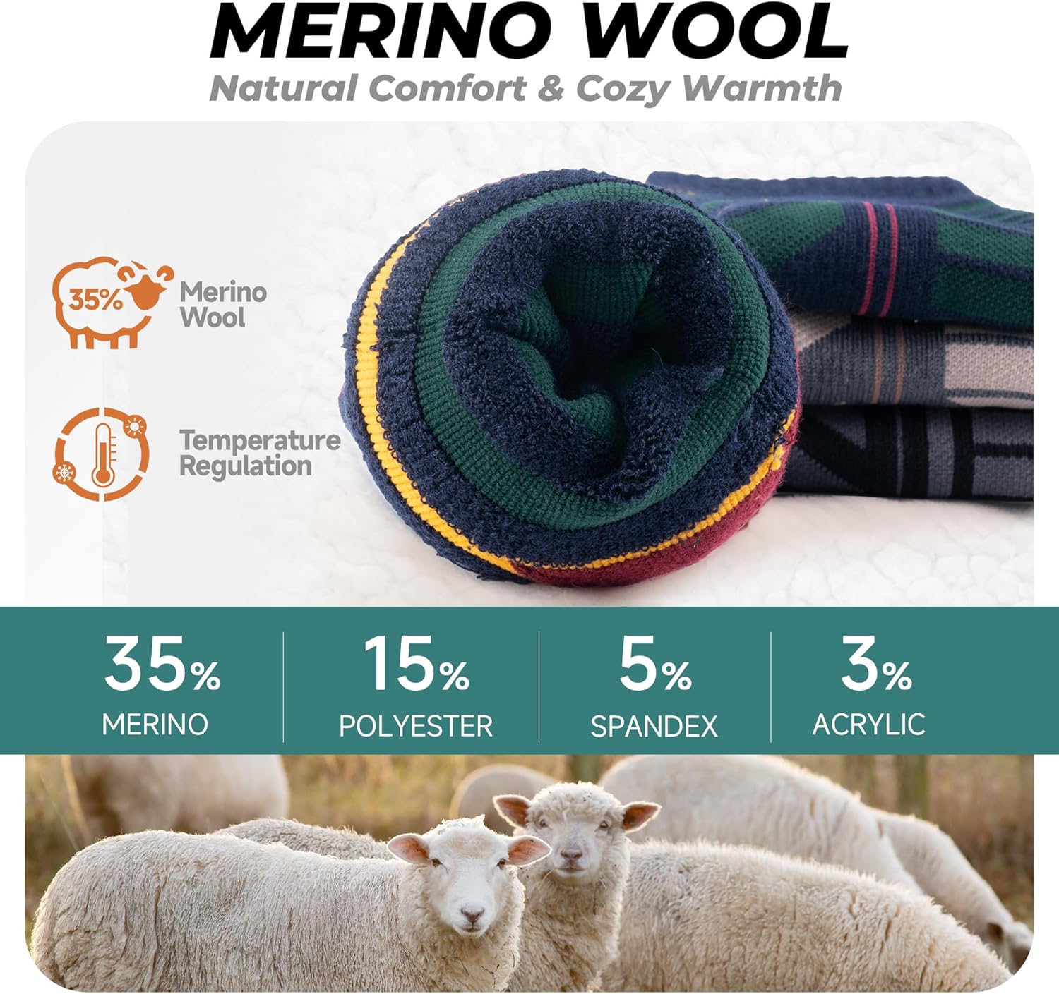 Thumbnail 3 de PULIOU Calze da sci in lana merino termiche, unisex