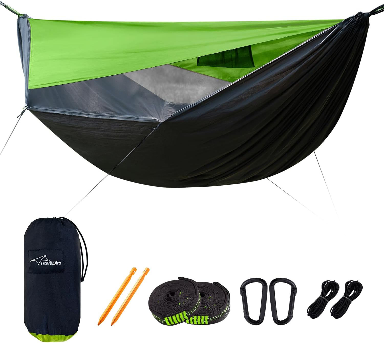 Detalle de Travel Bird Camping Hammock with Mosquito Net, Sunshade & Ridge Rope — 290 x 140 cm