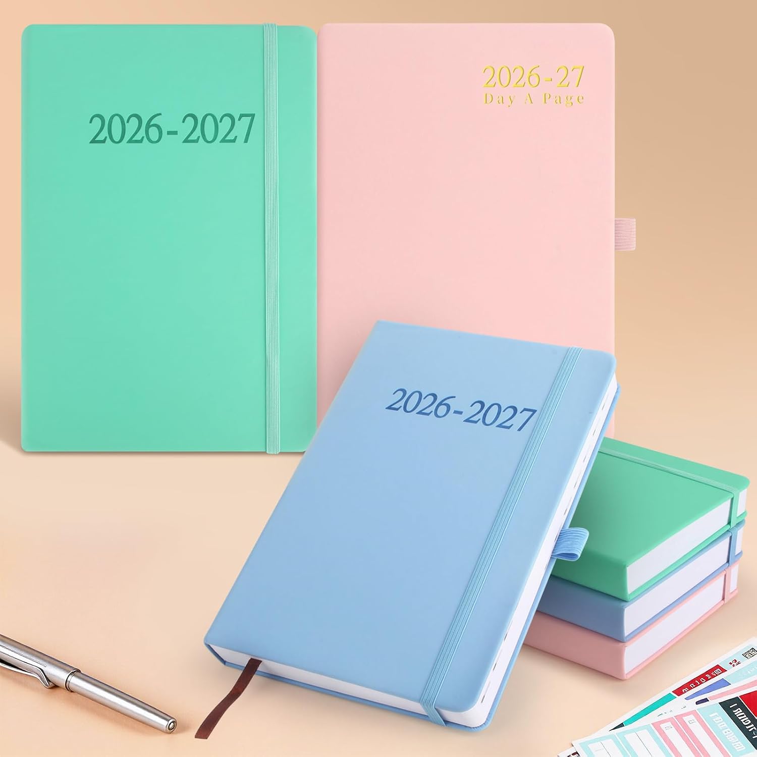 Thumbnail 1 de Academic Diary 2026-2027: Page A Day A5 Diary (Cyan) for School and Family