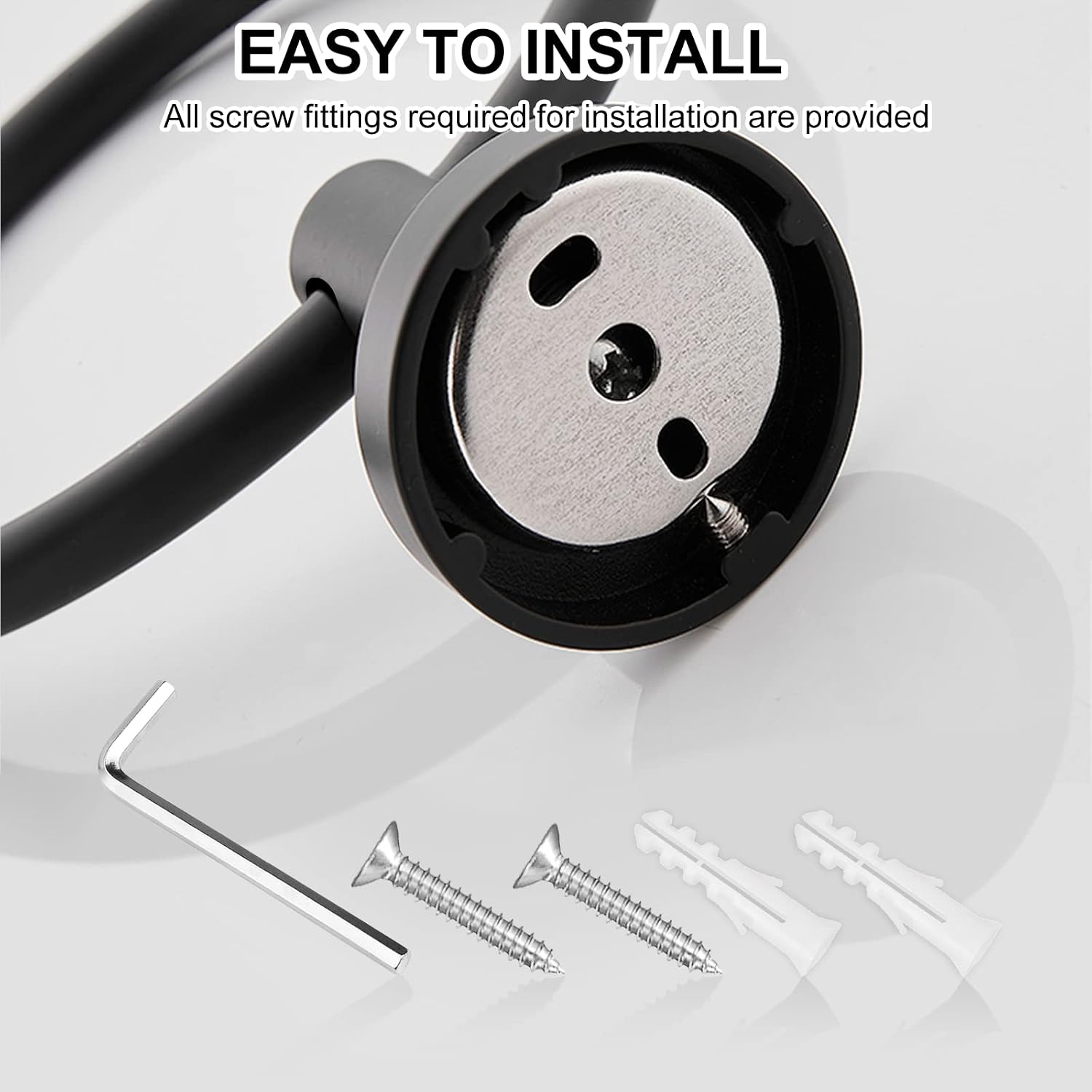 Thumbnail 6 de SetSail k009 Tr-BK-2p-SS Wall-Mounted Towel Rings, Matte Black, 2-Pack