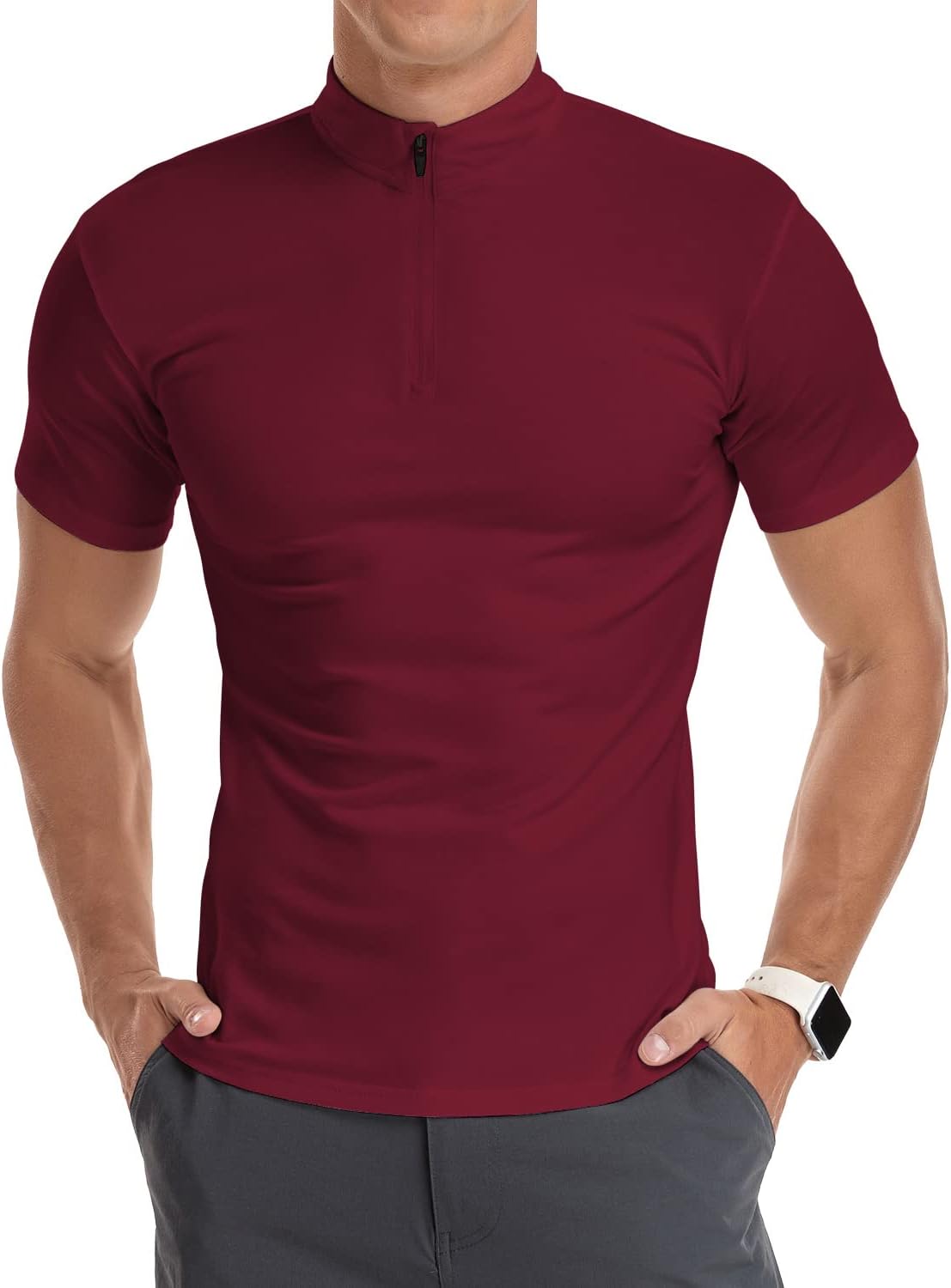 Detalle de KUYIGO Herren 1/4 Zip Laufshirt – Funktionsshirt, Langarm, schnelltrocknend (S–XXL)