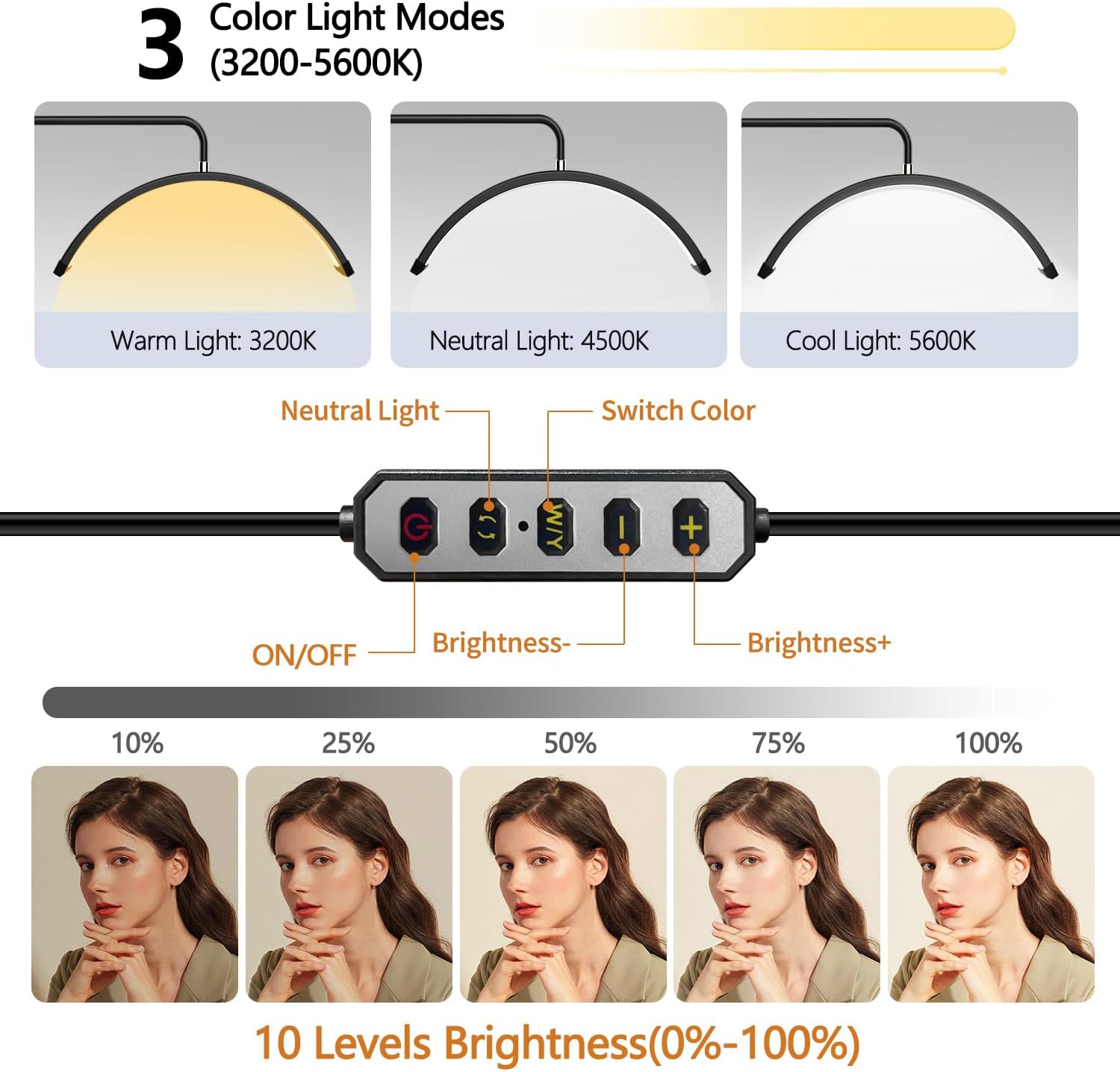 Thumbnail 2 de Lampe de Sol Demi-Lune pour Cils — Anneau LED réglable