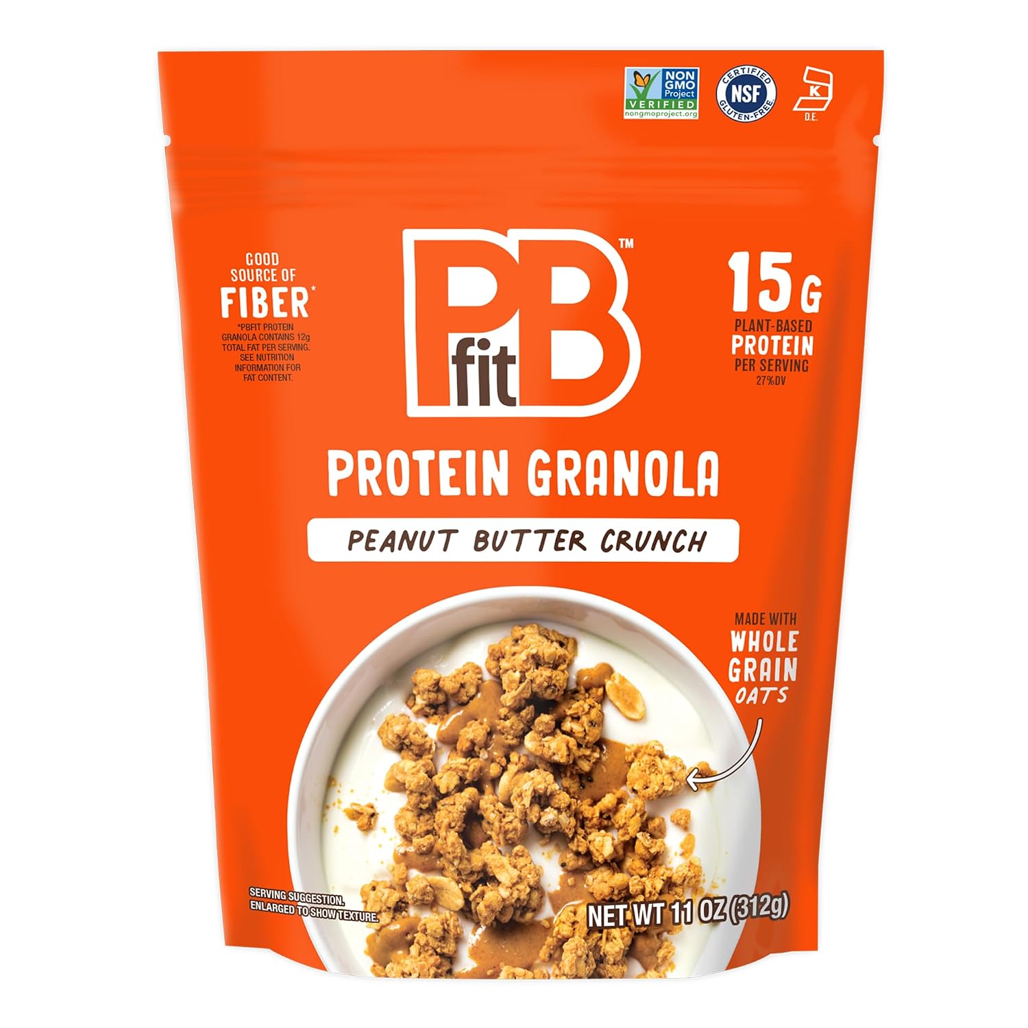 Detalle de PBfit Protein Granola, Peanut Butter Crunch, 15g Plant Protein, 11 Oz