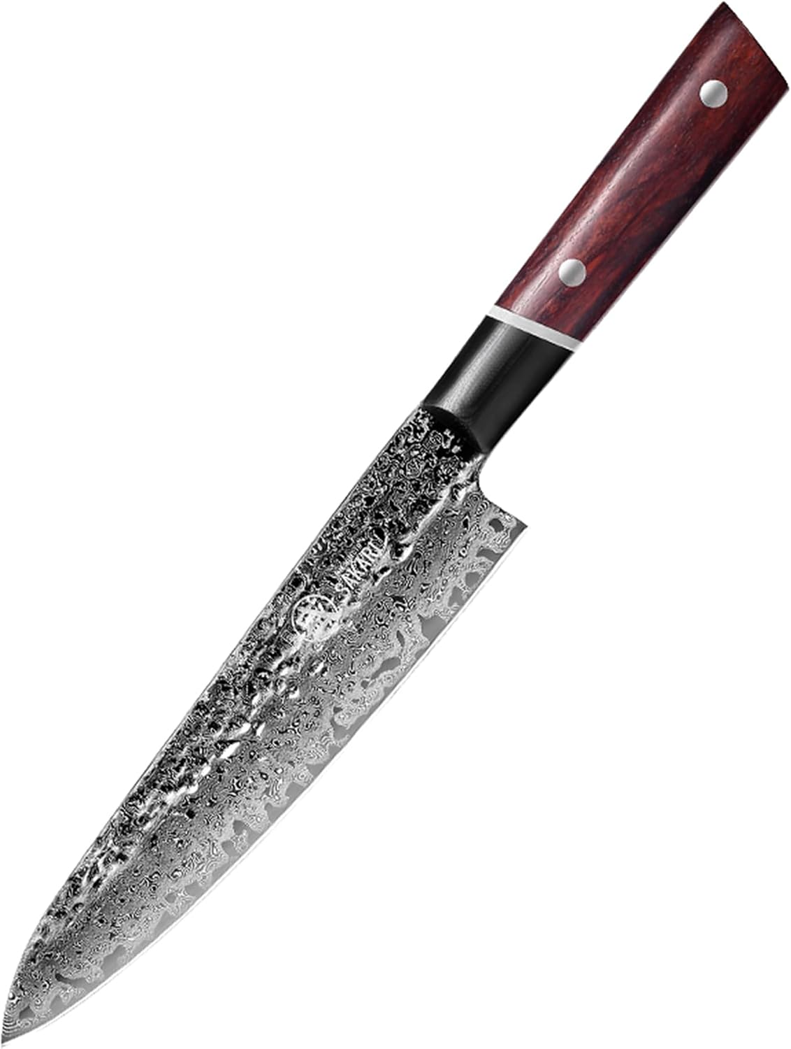 Detalle de MITSUMOTO SAKARI MS-1881-N-IT Gyuto-koksmes, 20 cm, damaststaal met 73 lagen