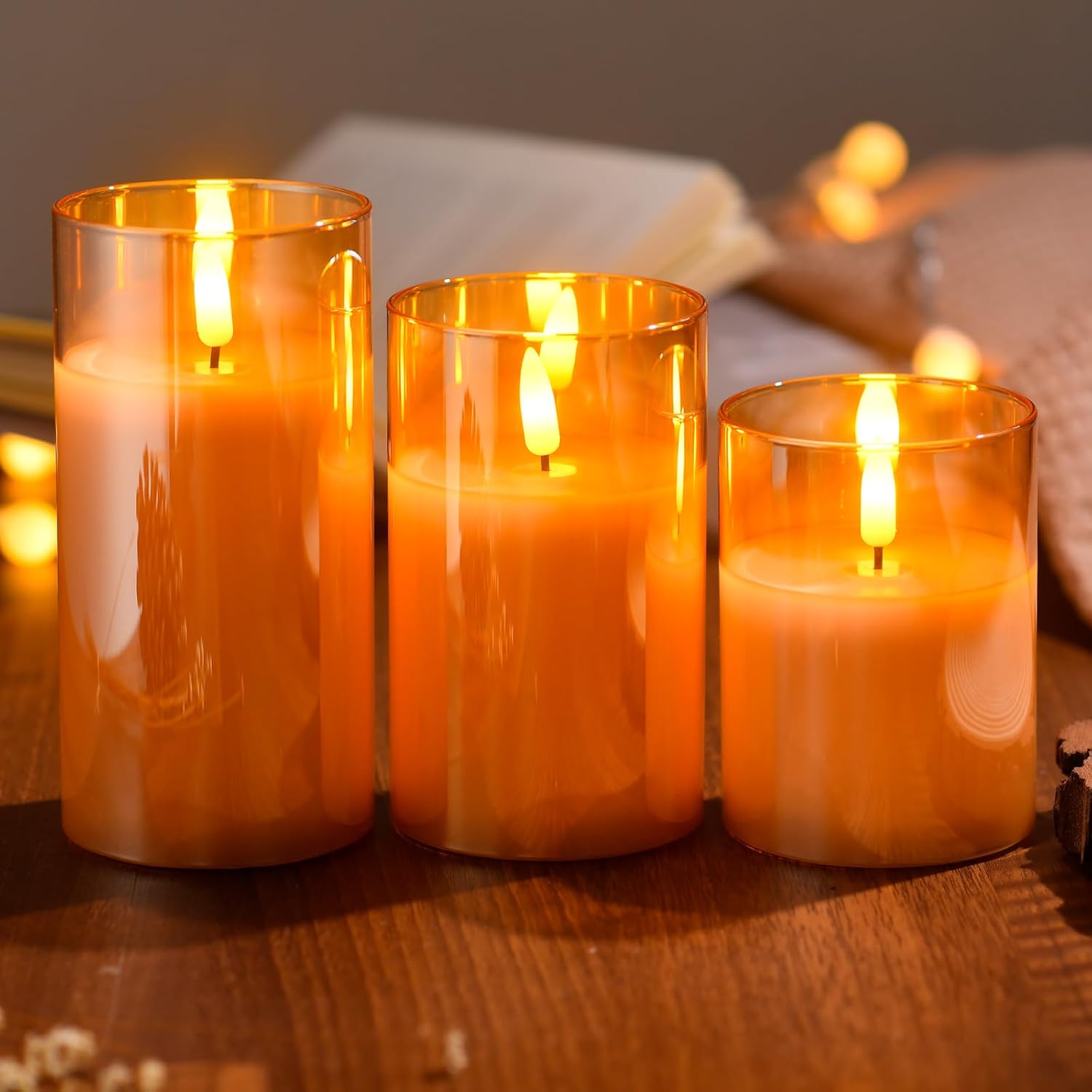 Thumbnail 6 de Tyawon Gold LED Flameless Candles, 3-Pack with Remote and Timer