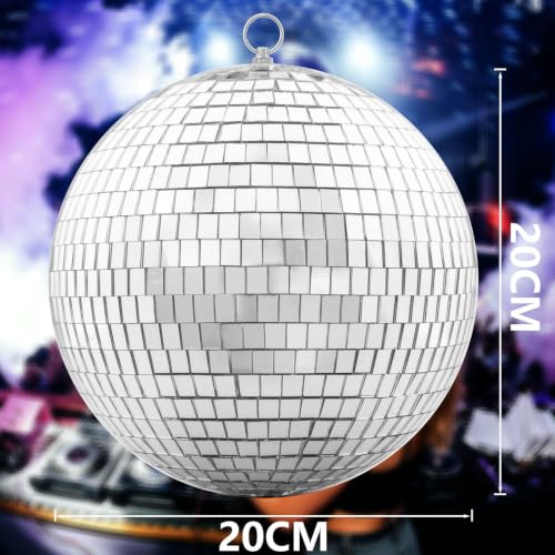 Detalle de JIIDAA Mirror Disco Ball 20cm – Hanging Silver Glitter Ball Decor