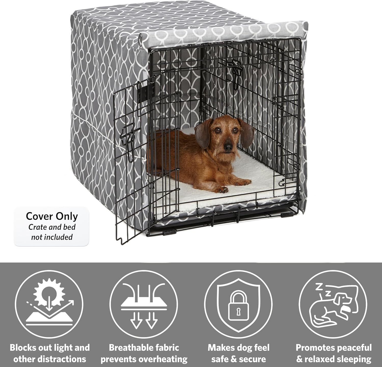 Detalle de MidWest Homes for Pets CVR-30 Hundebox-Abdeckung mit Teflonschutz (Stoff, Sichtschutz) für 76-cm-Boxen