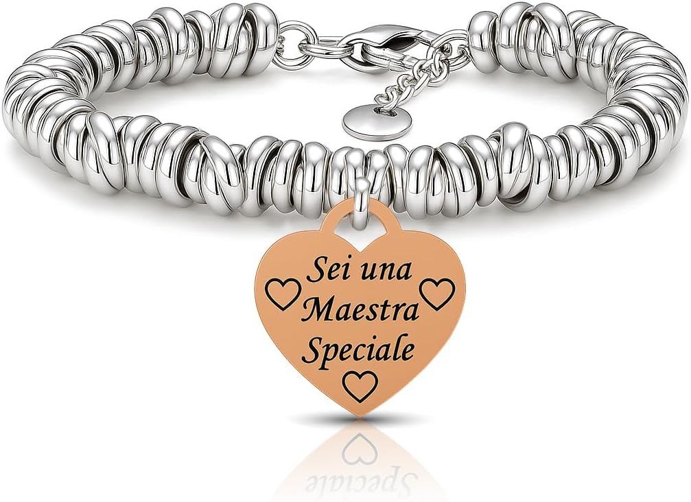 Detalle de SAGA GIOIELLI Bracciale Nodini Intrecciato Donna con Frasi Pensieri Parole Emozionale Incisione Cuore