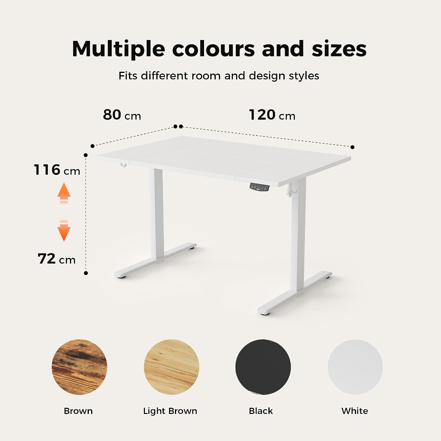 Thumbnail 1 de Agilestic Height-Adjustable Electric Desk (120x80 cm) with Memory Function, White