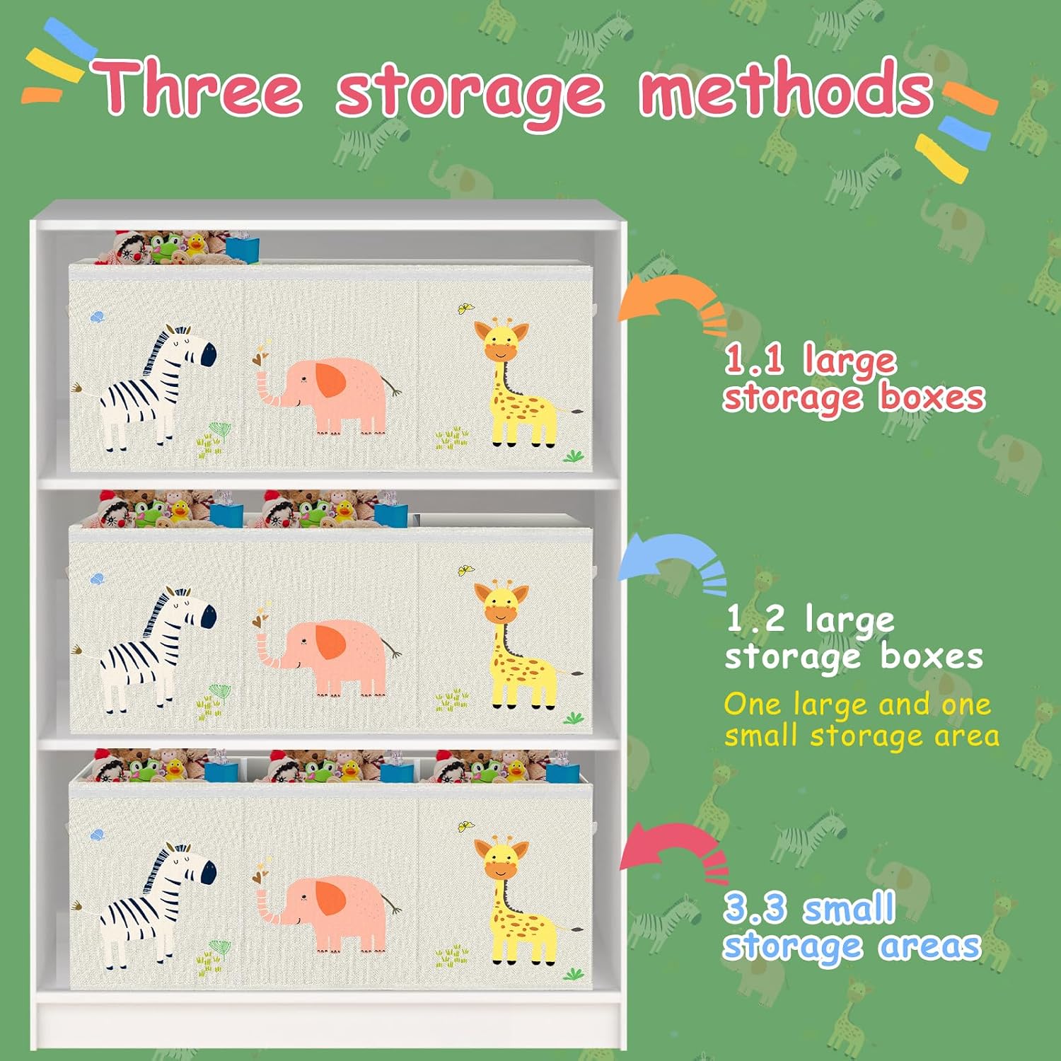 Thumbnail 5 de VERONLY Extra Large Collapsible Toy Box Storage for Kids (Beige) – 130 L, with Lid, Handles and 3 Compartments
