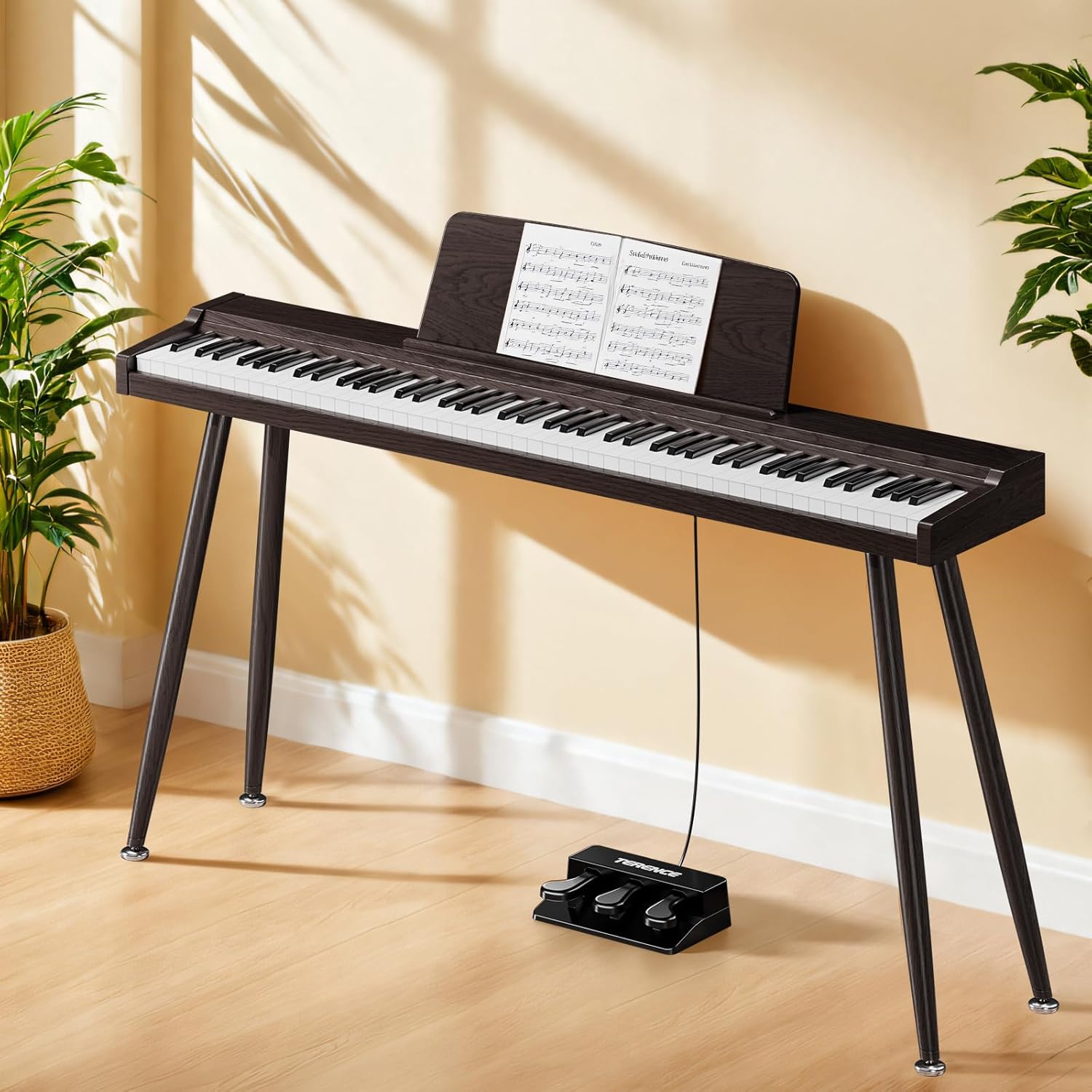 Detalle de TERENCE DZQ-P10 88-Key Digital Piano, Semi-Weighted, Bluetooth and Triple Pedals