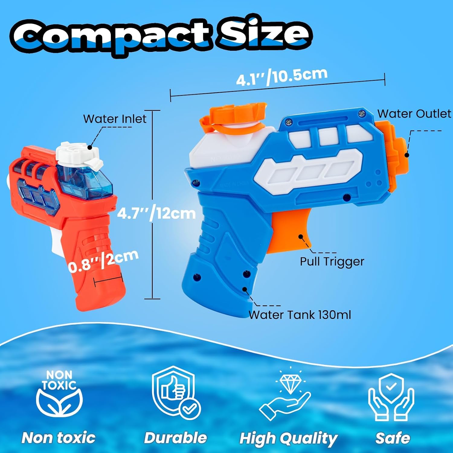 Detalle 2 de 8 Pack Water Pistol for Kids: Small Mini Squirt Guns for Summer Fun