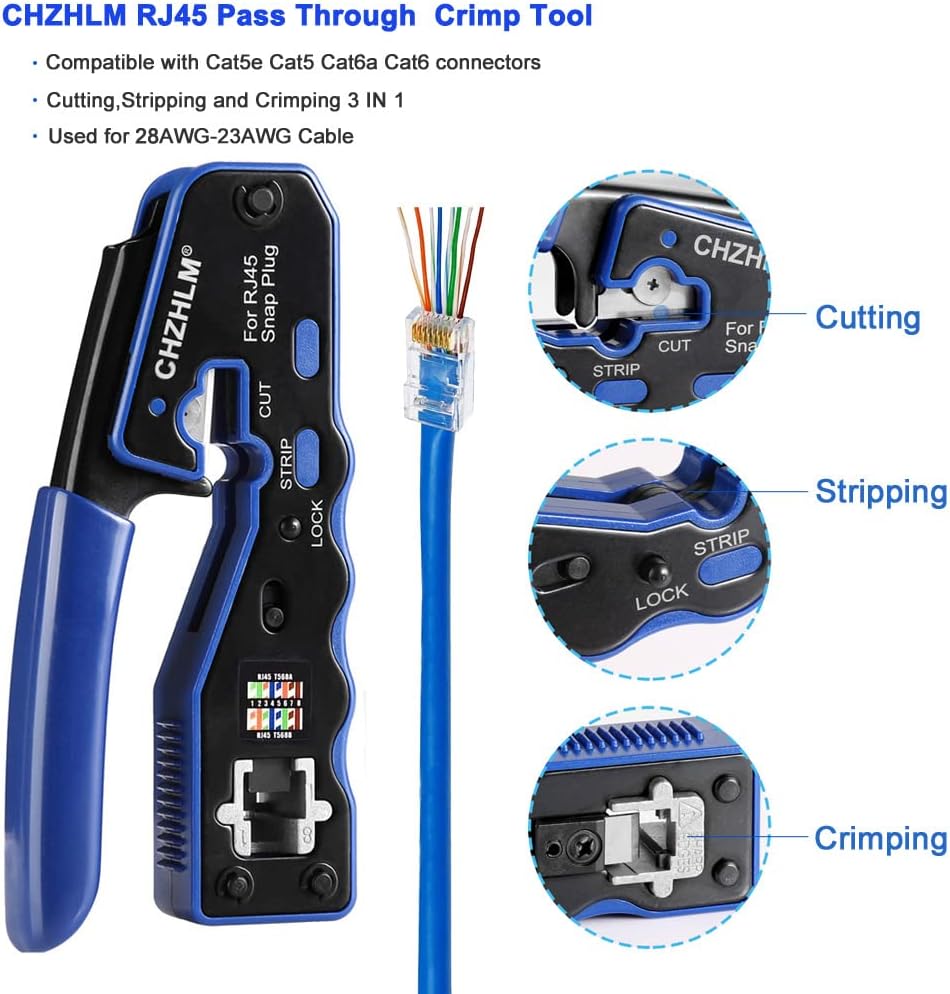 Detalle 2 de RJ45 Crimp Tool Pass Through with 50 Connectors