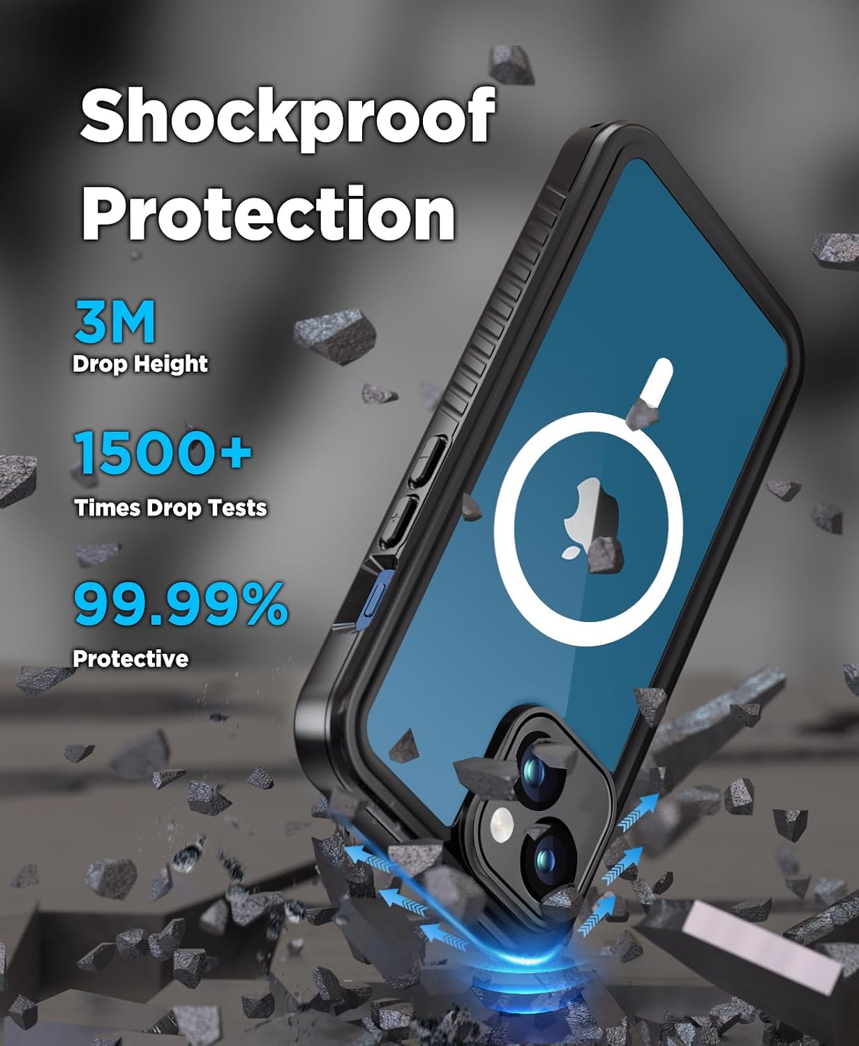 Detalle de Beeasy Waterproof MagSafe Case for iPhone 13 (6.1”) with Built-in Screen Protector
