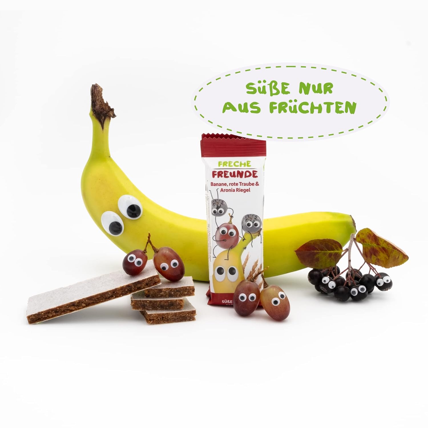 Thumbnail 4 de FRECHE FREUNDE Bio Fruchtriegel Rote Traube, Aronia & Banane (ohne Zuckerzusatz) – Obst-Riegel für Babys & Kinder ab 1 Jahr, 6er Pack