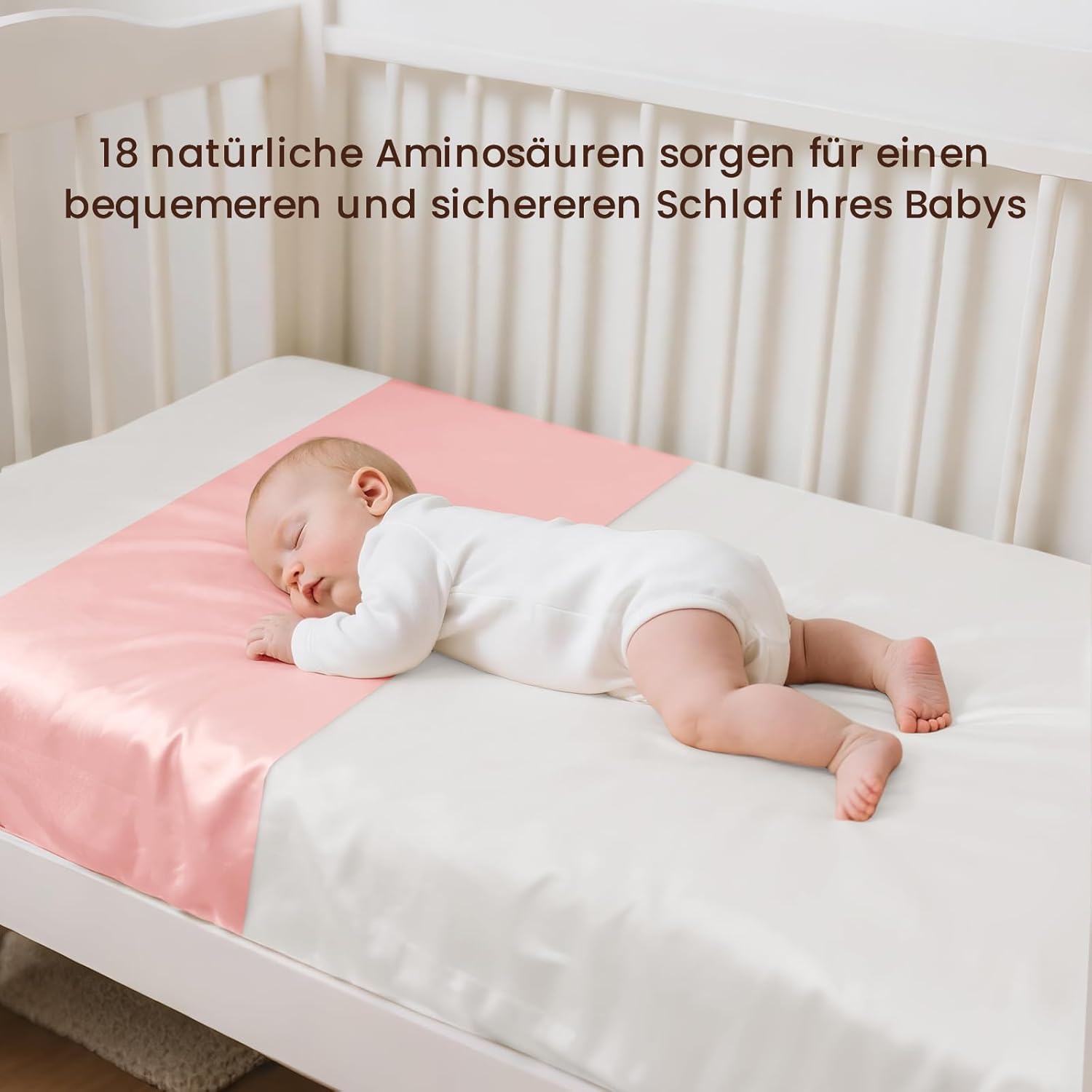 Thumbnail 3 de THXSILK Spannbettlaken für Baby – 100% Maulbeerseide, elastischer Klettverschluss, Rosa 52x105 cm