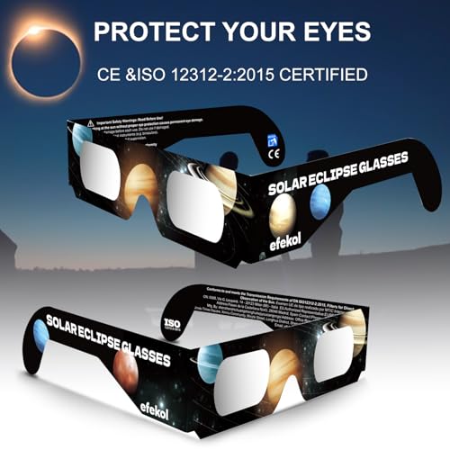 Detalle de efekol Gafas Eclipse Solar Homologadas (6 Pack) – Seguridad certificada para observar el eclipse