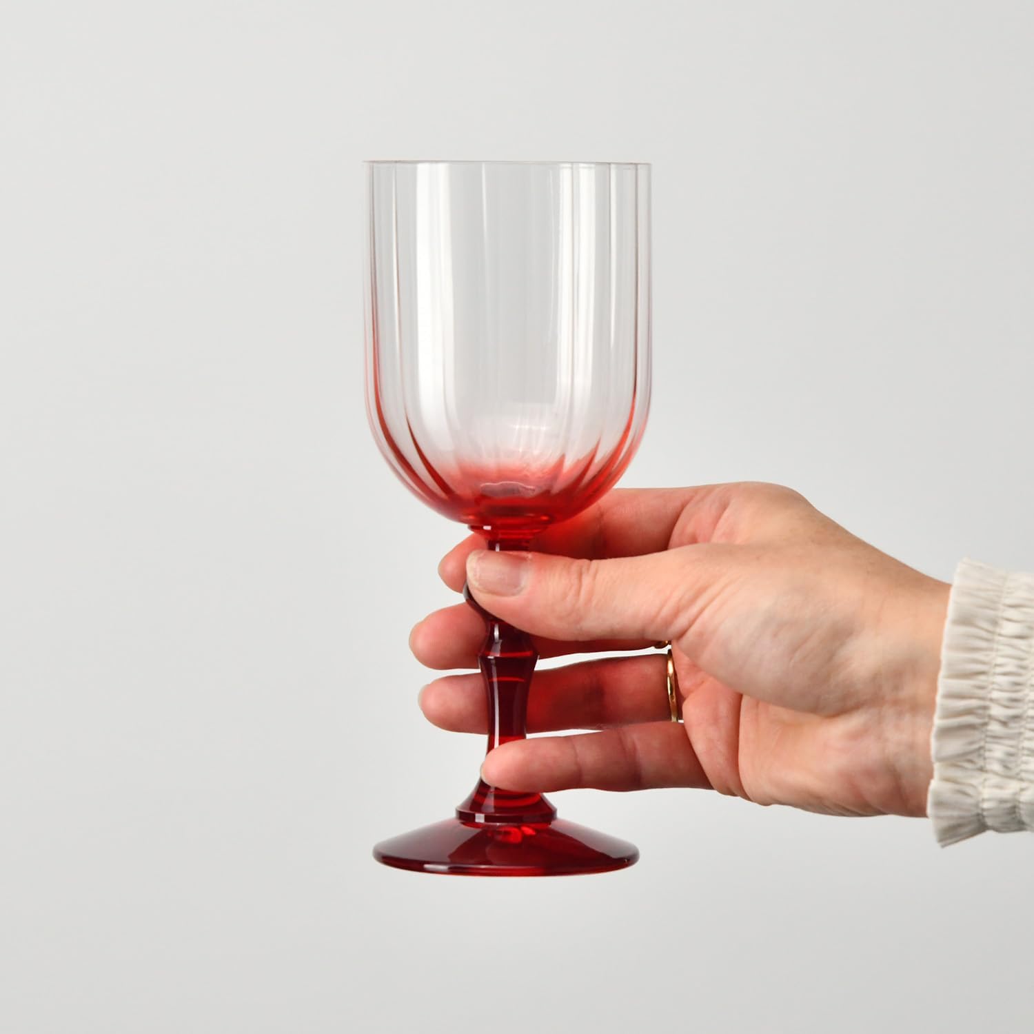 Detalle de KROSNO Bubble – kieliszki do wina 300 ml z czerwoną nóżką, 2 sztuki