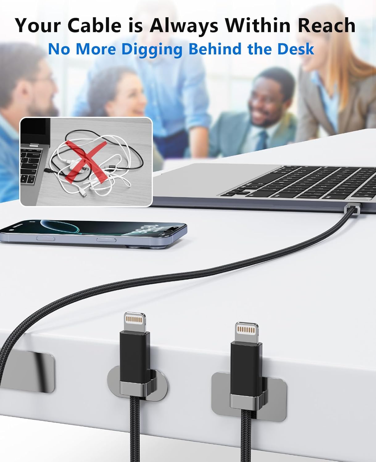 Thumbnail 1 de Magtame StayCable USB-C to Lightning with magnetic cord holder (1.5m) – braided fast charging and data sync