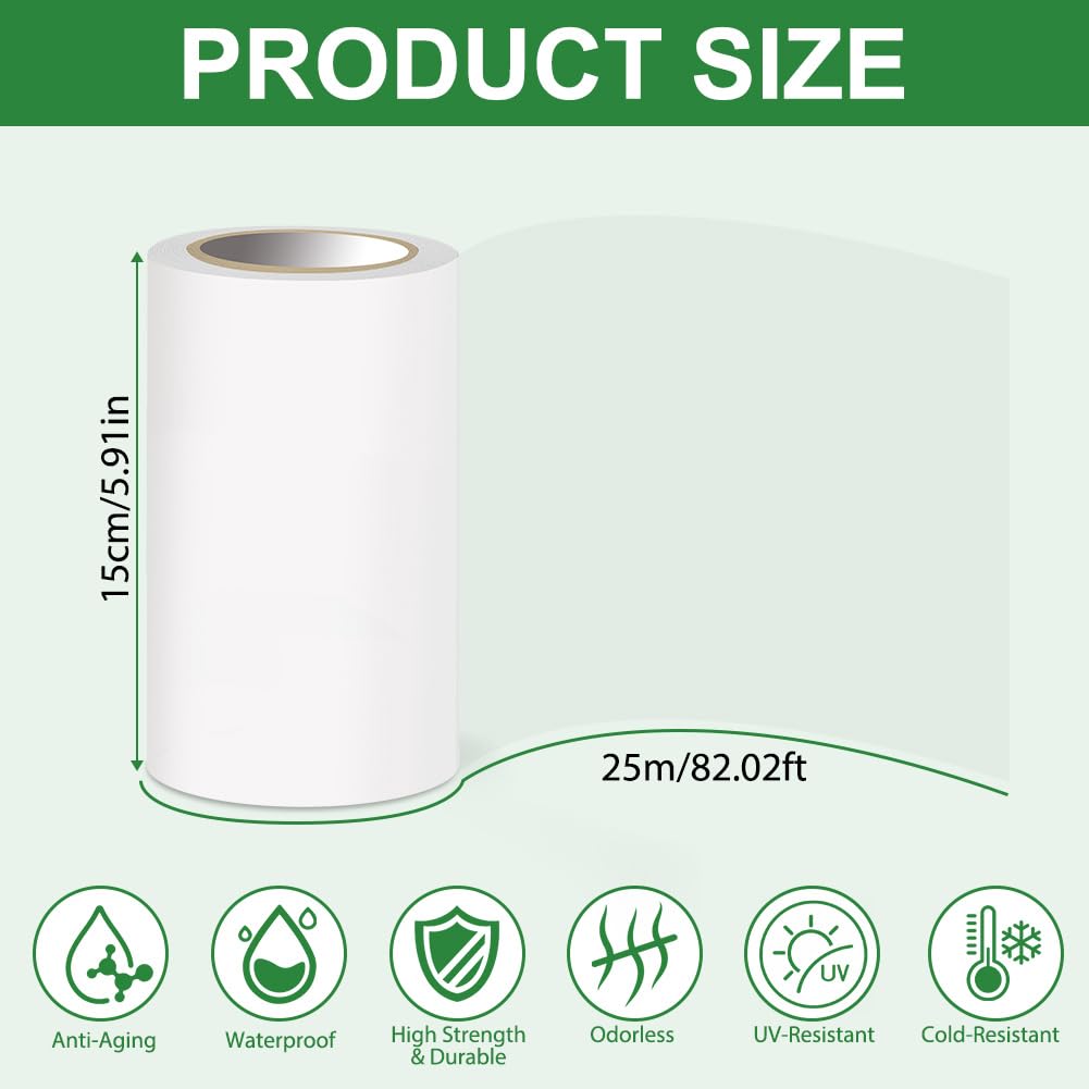 Detalle de OFFCUP reparationstejp för växthusfilm, transparent PE, 15 cm x 25 m