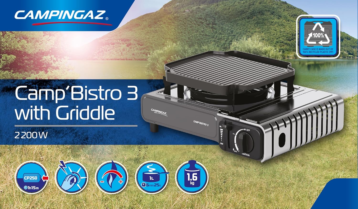Thumbnail 6 de Campingaz Camp Bistro Stove: 1 Burner, 2200 W, Compact Outdoor Cooker with Carry Case