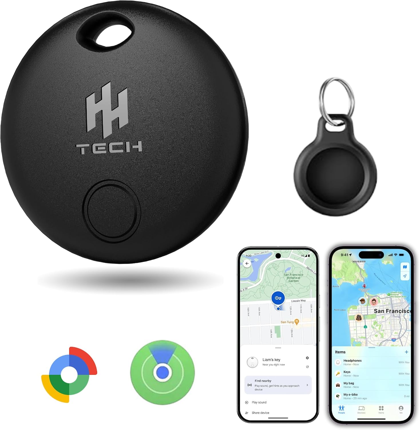 Detalle de HH-Tech Dual-System Smart Tracker Tags: Practical dual-network item finder for iOS and Android