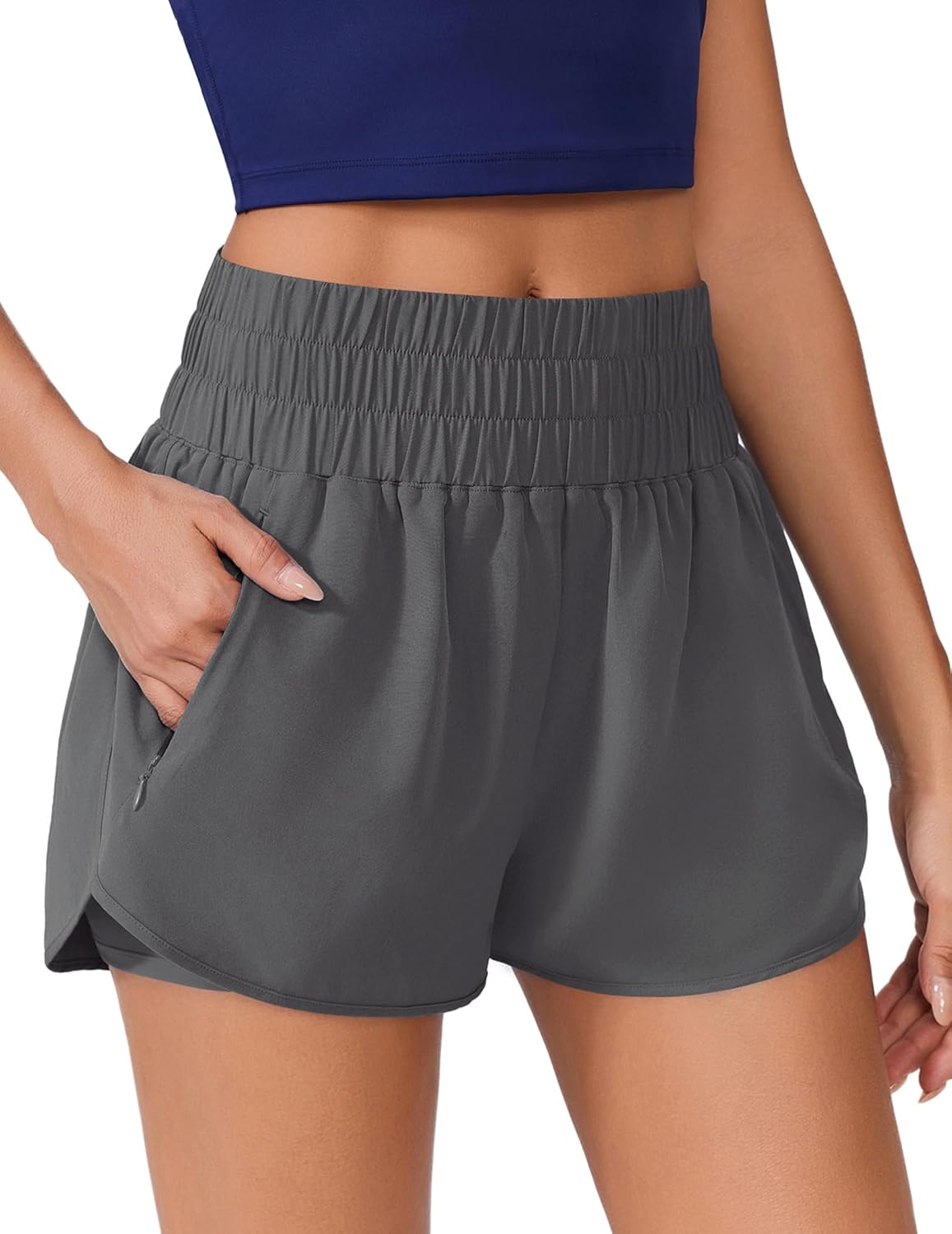 Thumbnail 6 de PINSPARK 2-in-1 Running Shorts for Women with Quick-Dry Fabric, High Waist & Zipper Pockets