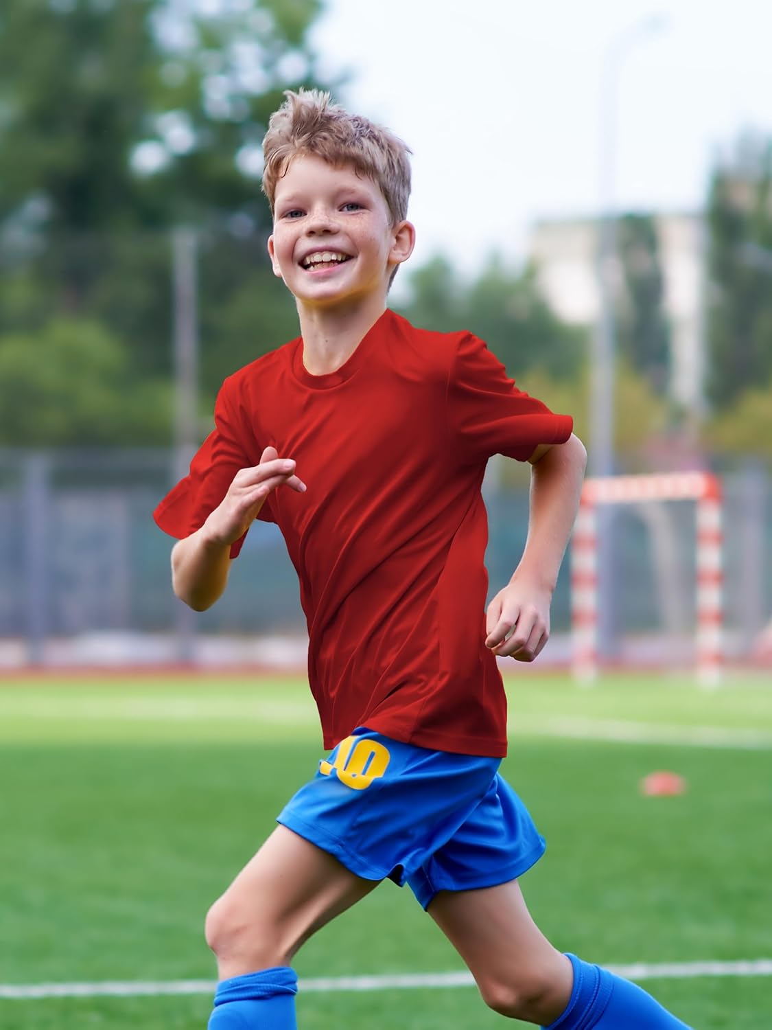Detalle de IHU Boys Neon UPF 50+ Dry-Fit Short-Sleeve Rash Guard, Kids 2T–Youth