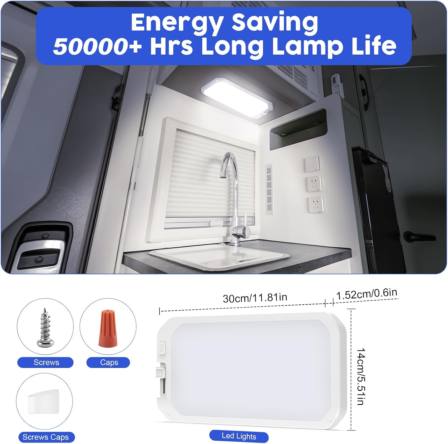 Thumbnail 2 de Kriogor 12V LED Ceiling Lights for Campervan – 3 Colour Modes, Dimmable, 198 LEDs (1200 LM)