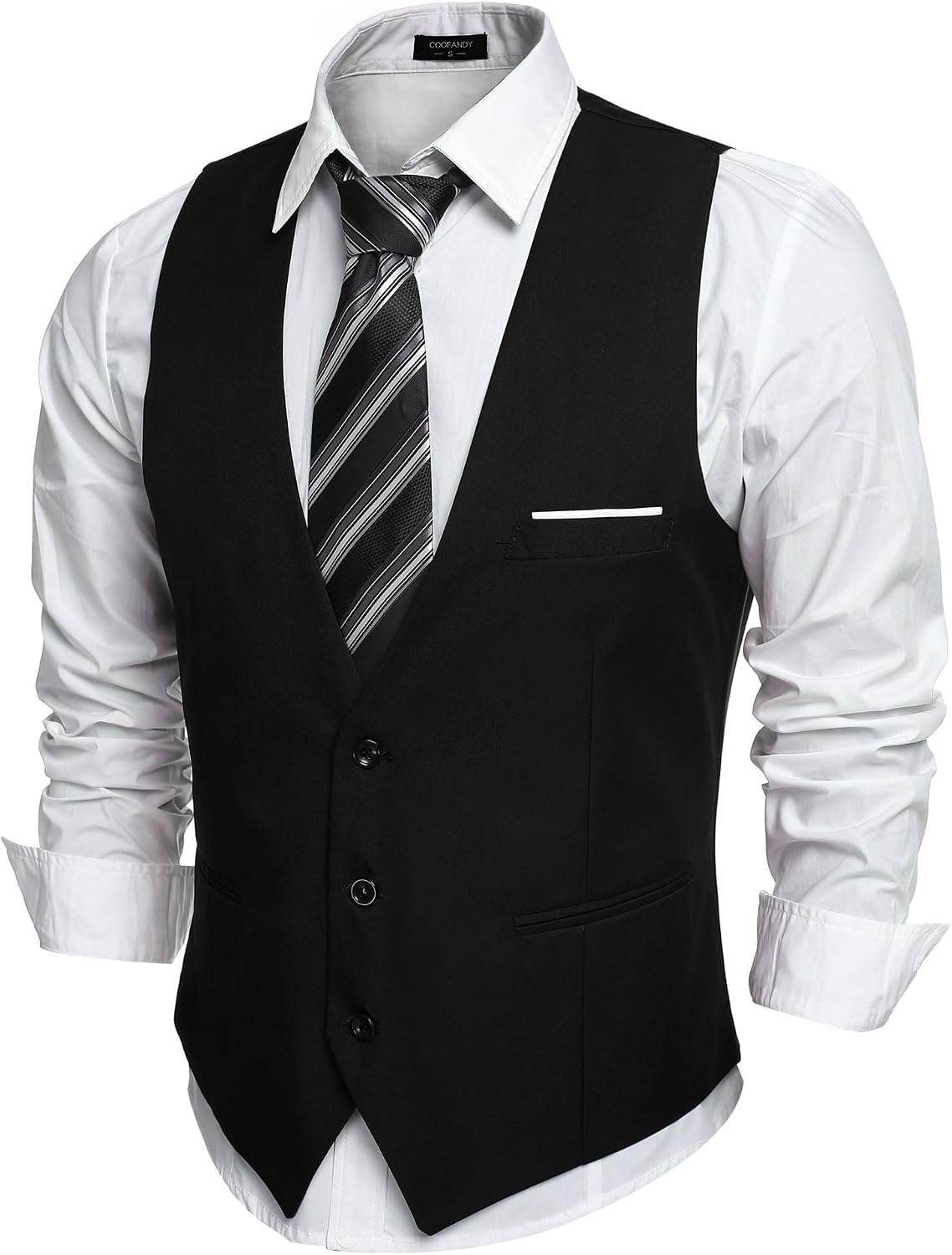 Detalle de COOFANDY Men's V-Neck Sleeveless Slim-Fit Suit Vest for Casual or Formal Wear