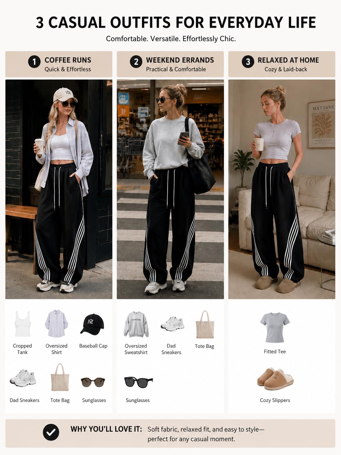 Detalle 2 de EMMIOL Women's Sweatpants, Cotton Blend