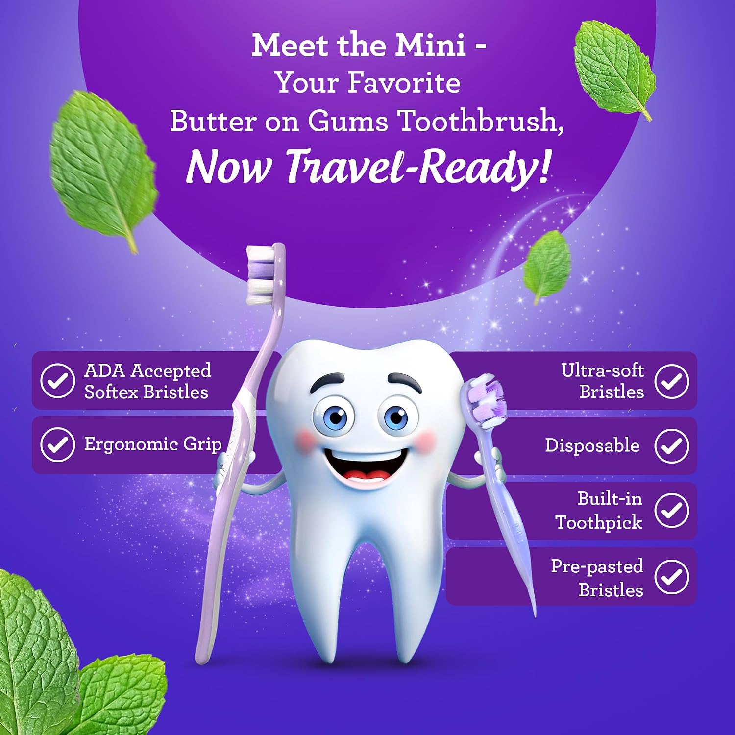 Thumbnail 6 de GuruNanda Ready-to-Go Disposable Mini Travel Toothbrushes 70 ct 🪥