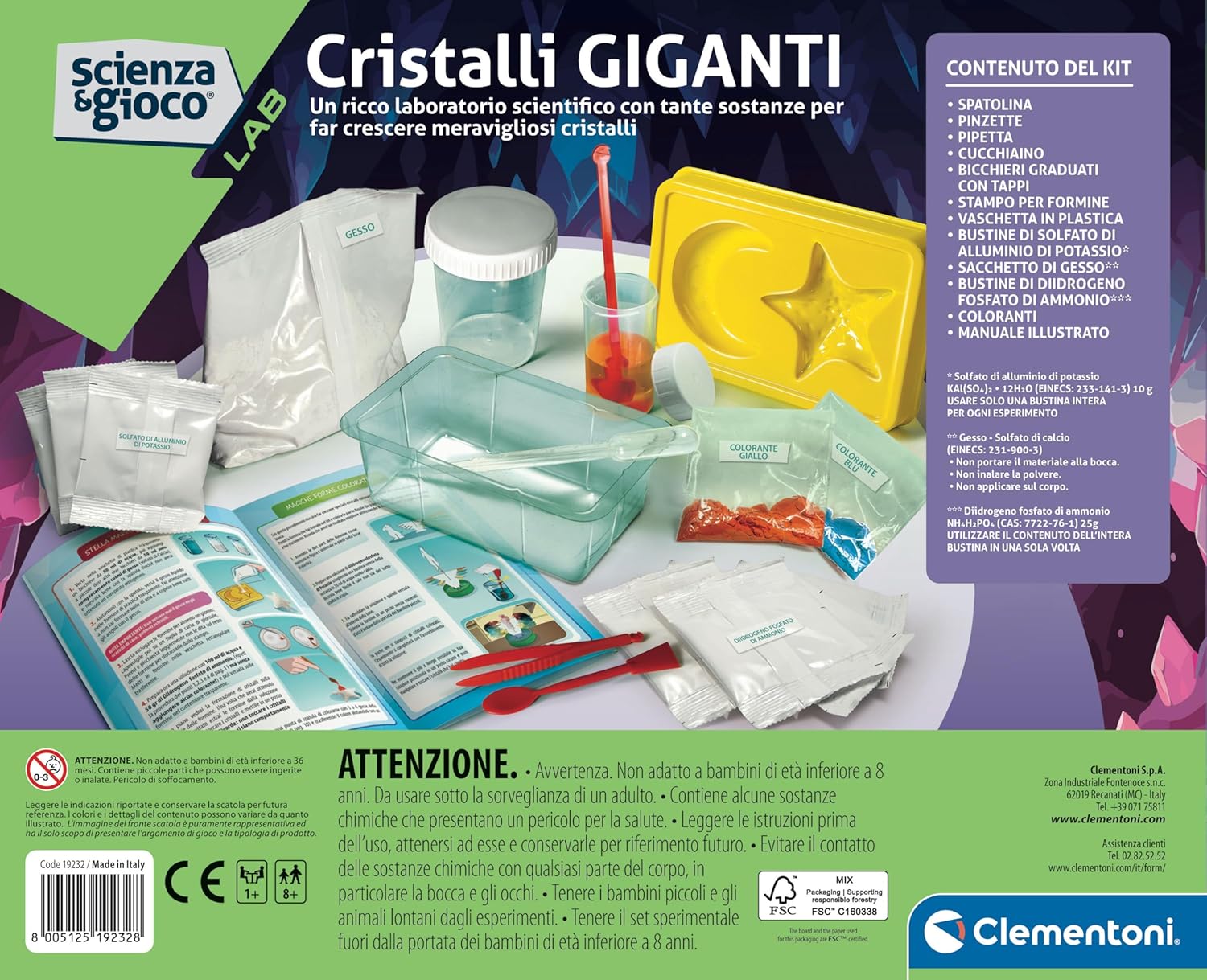 Thumbnail 2 de Clementoni Laboratorio Cristalli “Cristalli Giganti” (Scienza e Gioco Lab) in italiano, esperimenti di mineralogia per bambini 8+ (19232)