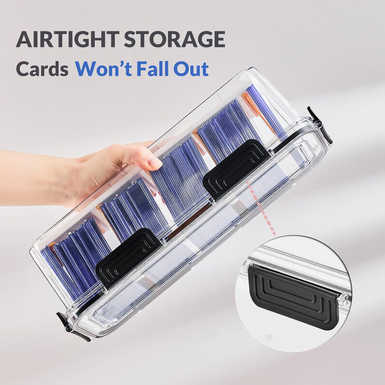 Thumbnail 2 de DEEIF Toploader Storage Box – 2-Pack, 165 Toploaders per Box, Clear 6-Latch Card Case with 5 Dividers