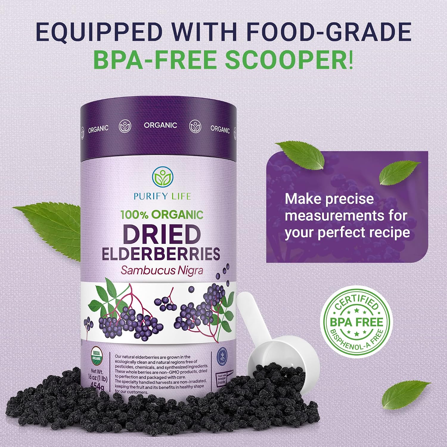 Thumbnail 6 de Purify Life ODE2 Organic Dried Elderberries, 1 lb, Non-Irradiated