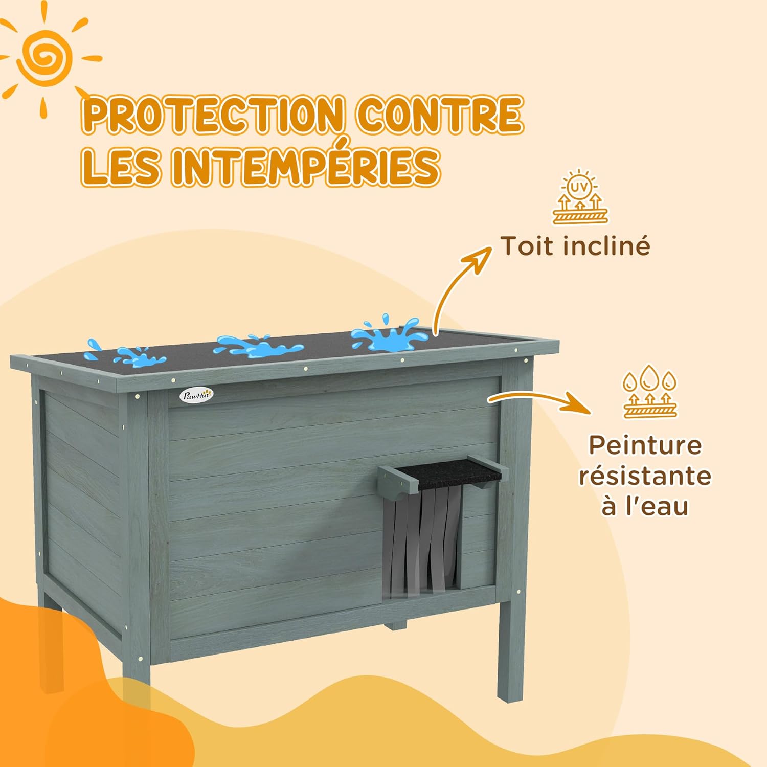 Thumbnail 4 de PawHut Maison pour Chats en bois surélevée avec toit ouvrable isolé et toit en asphalte, 85 x 50 x 68,5 cm