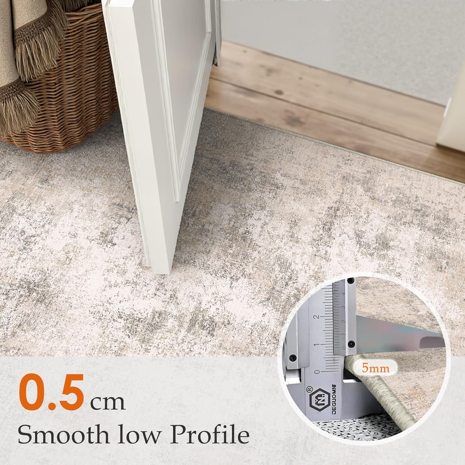 Thumbnail 2 de PureCozy Modern Abstract Area Rug 120x170cm – Beige Washable, Non-Slip Plush Carpet