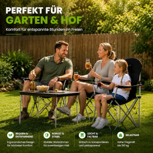 Thumbnail 6 de Obqer Campingstuhl Faltbar Gepolstert Heavy Duty bis 180 kg mit USB-Heizung, Getränkehalter und Tragetasche