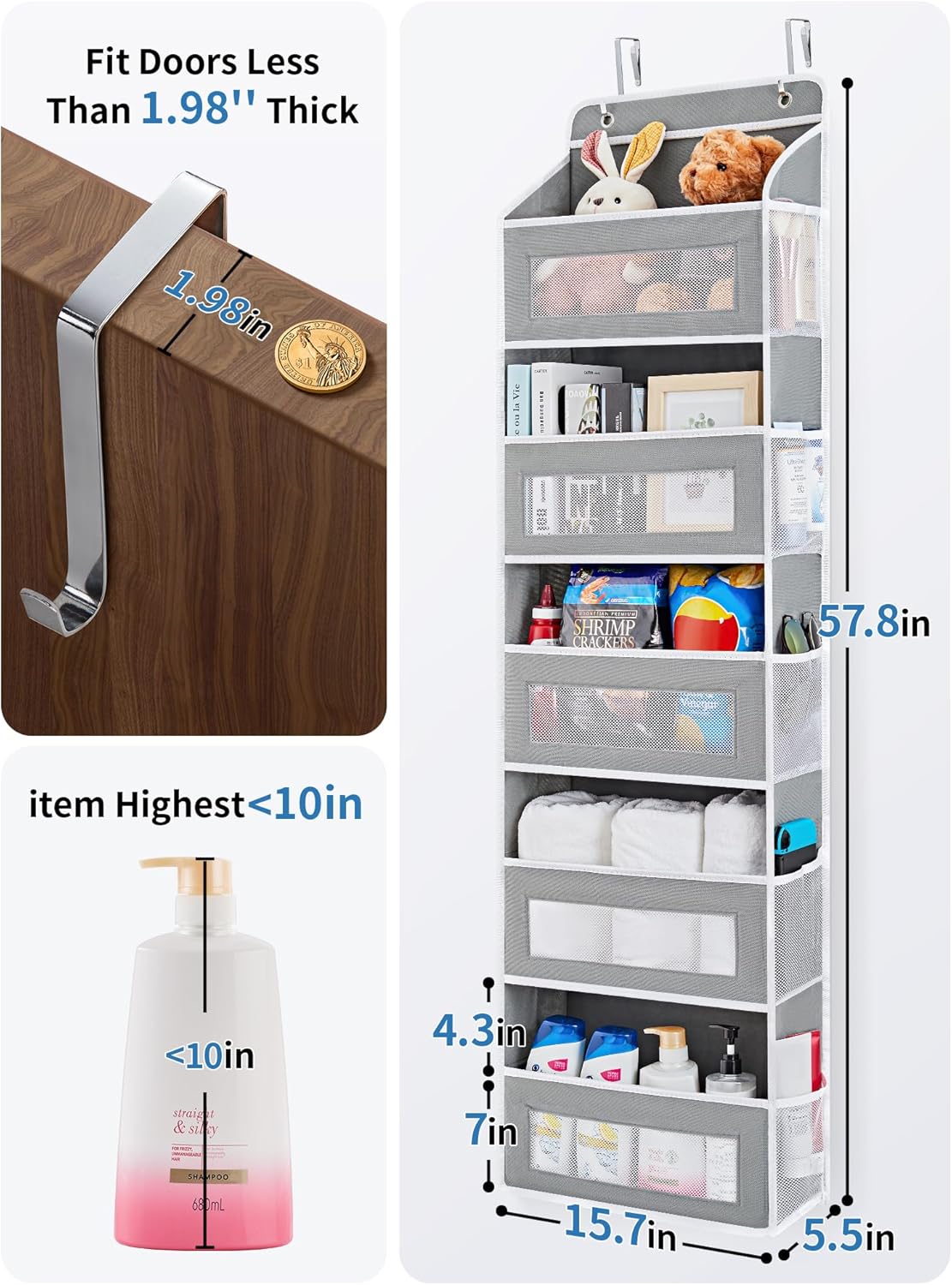 Thumbnail 2 de JARLINK Over The Door Organizer 5 Shelf, 44 lb