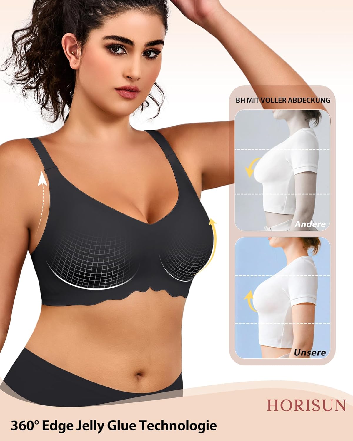Thumbnail 3 de HORISUN Bügelloser BH Damen – Nahtloser 3D Jelly Strip, Push-up mit starkem Halt, ideal für Schlaf, Yoga & Alltag