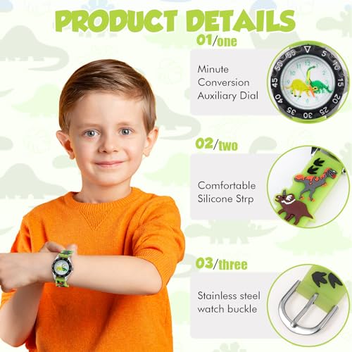 Thumbnail 3 de Vspek montre dinosaure verte pour enfant, mouvement à quartz et bracelet silicone
