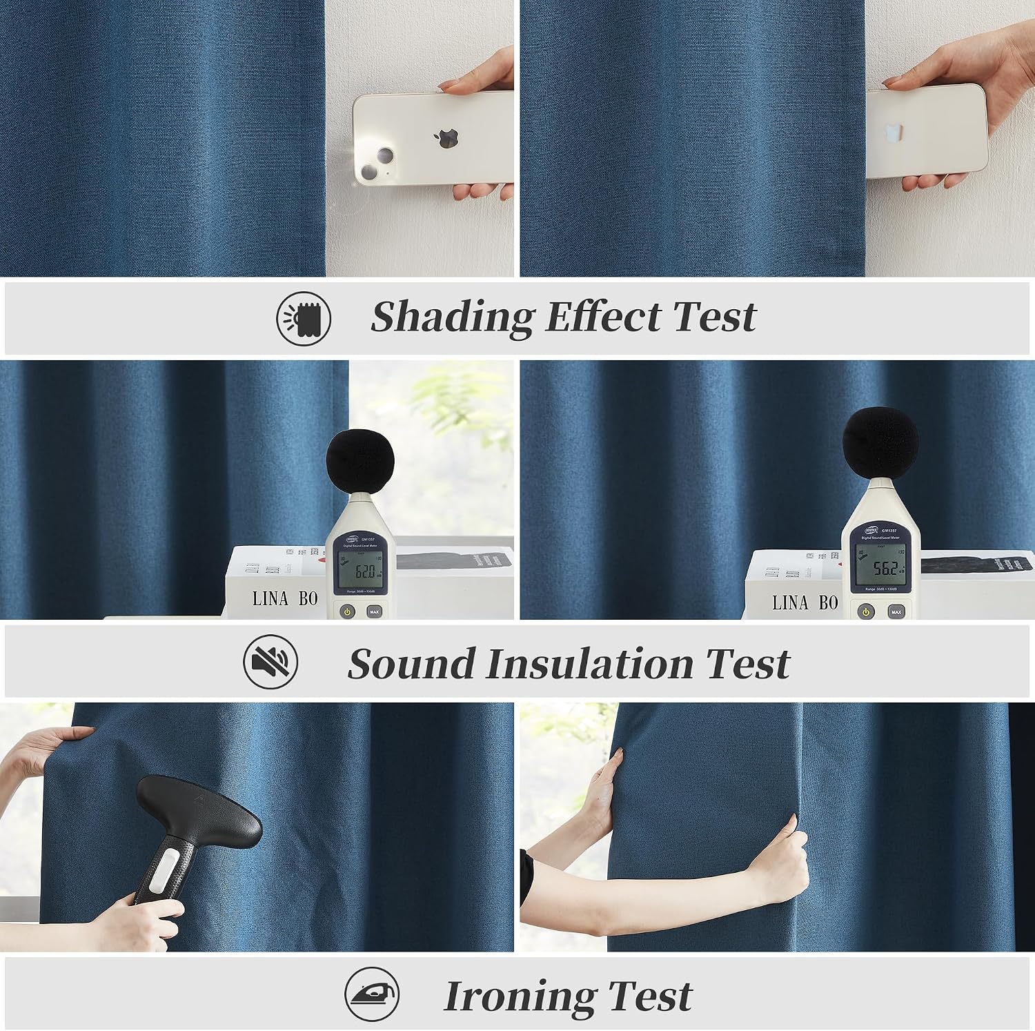 Thumbnail 5 de KEQIAOSUOCAI 108in Linen Blackout Curtains 50in 9FT