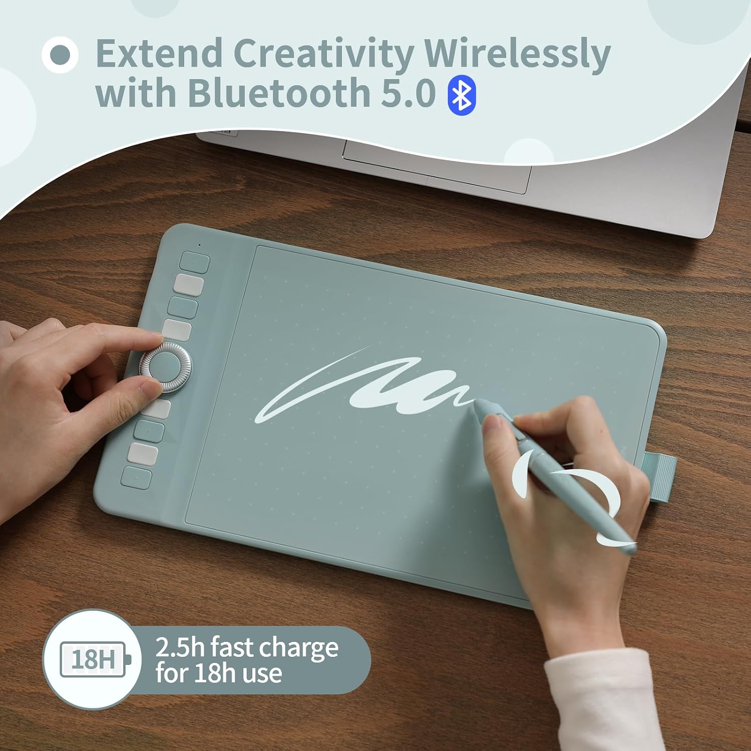 Detalle 2 de GAOMON WH851 Wireless Drawing Tablet with AP519 Pen, 16,384 Pressure Levels